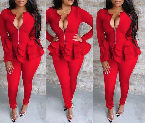 Tbahhir Women's 2 Piece Fall Outfit Business Suit Long Sleeve Solid Blazer with Pants Elegant Sets in Saudi Arabia