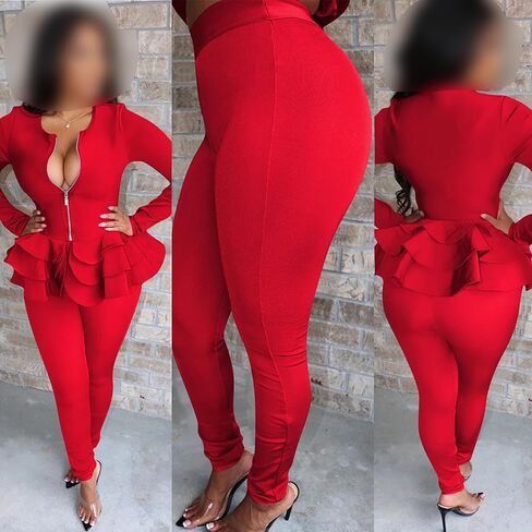 Tbahhir Women's 2 Piece Fall Outfit Business Suit Long Sleeve Solid Blazer with Pants Elegant Sets in Saudi Arabia