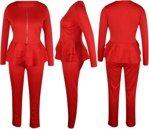 Tbahhir Women's 2 Piece Fall Outfit Business Suit Long Sleeve Solid Blazer with Pants Elegant Sets in Saudi Arabia