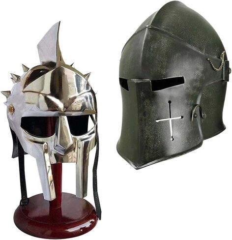 خوذة AnNafi® Gladiator Maximus Arena | خوذة رجالي يمكن ارتداؤها في العصور الوسطى بالحجم الكامل + خوذة باربوتا خوذة فارس تمبلر الصليبية in Kuwait