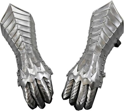 قفازات القرون الوسطى Nazgul Fantasy Gauntlets SCA Armor Gauntlets قفازات فضية تروي شوجرلوف المصارع بورجونيت باربوتا الألمانية in Kuwait