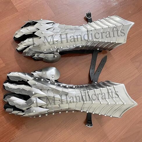 قفازات القرون الوسطى Nazgul Fantasy Gauntlets SCA Armor Gauntlets قفازات فضية تروي شوجرلوف المصارع بورجونيت باربوتا الألمانية in Kuwait