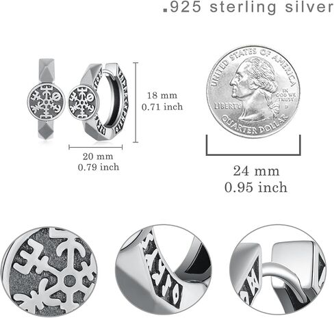Viking Earrings Men 925 Sterling Silver Viking Hoop Earrings Norse Viking Earring Jewelry Gifts for Men in Kuwait