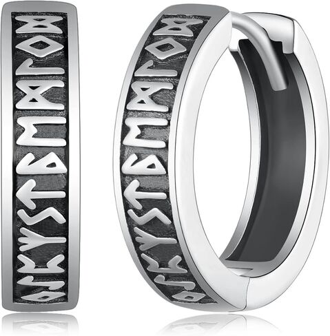 Viking Earrings Men 925 Sterling Silver Viking Hoop Earrings Norse Viking Earring Jewelry Gifts for Men in Kuwait