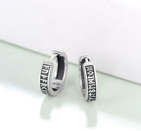 Viking Earrings Men 925 Sterling Silver Viking Hoop Earrings Norse Viking Earring Jewelry Gifts for Men in Kuwait
