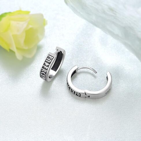Viking Earrings Men 925 Sterling Silver Viking Hoop Earrings Norse Viking Earring Jewelry Gifts for Men in Kuwait