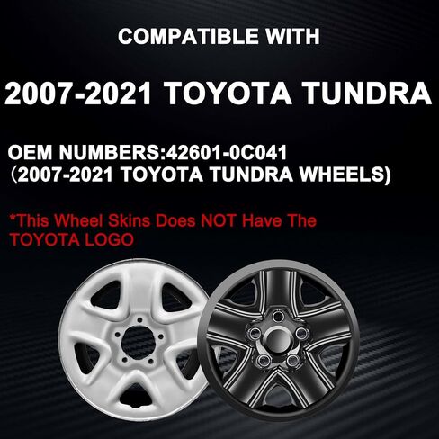 Wheel Skins Compatible with Toyota Tundra 2007-2021 18 inch Wheel Covers Gloss Set of 4 Packs (Glossy Black) in Saudi Arabia