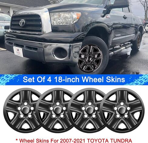 Wheel Skins Compatible with Toyota Tundra 2007-2021 18 inch Wheel Covers Gloss Set of 4 Packs (Glossy Black) in Saudi Arabia