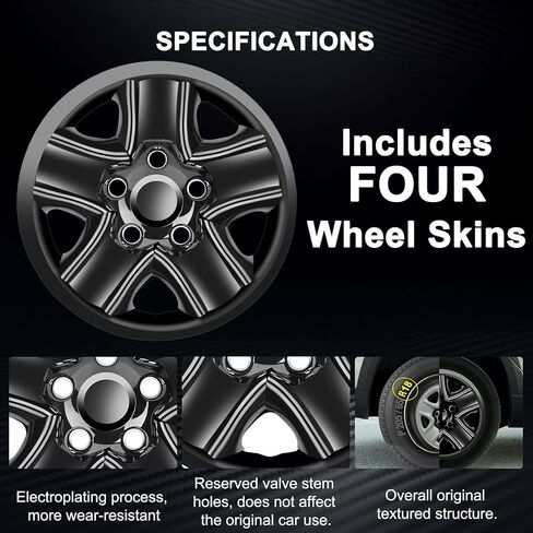 Wheel Skins Compatible with Toyota Tundra 2007-2021 18 inch Wheel Covers Gloss Set of 4 Packs (Glossy Black) in Saudi Arabia