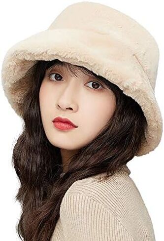 Women Fashion Bucket Girl Winter Floppy Hat Packable Fisherman Hat Casual Flat Bucket Warm Windproof Outdoor Headwear in Kuwait