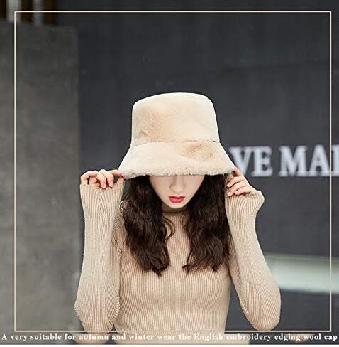 Women Fashion Bucket Girl Winter Floppy Hat Packable Fisherman Hat Casual Flat Bucket Warm Windproof Outdoor Headwear in Kuwait