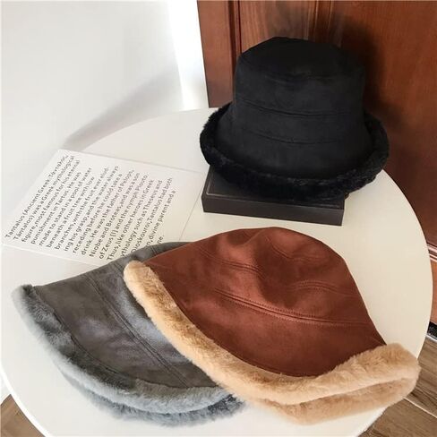 Women Fashion Bucket Girl Winter Floppy Hat Packable Fisherman Hat Casual Flat Bucket Warm Windproof Outdoor Headwear in Kuwait