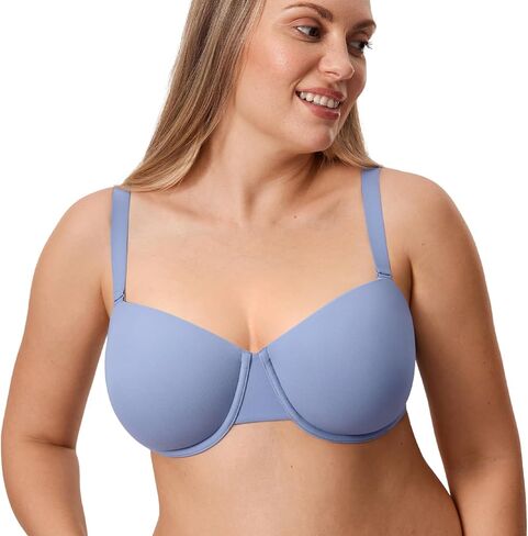 DELIMIRA Women's Inbarely Plus Balconette Bra Plus Size Full Coverage Seamless Unlined Underwire Bras in Kuwait