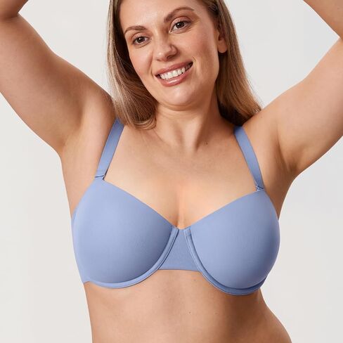 DELIMIRA Women's Inbarely Plus Balconette Bra Plus Size Full Coverage Seamless Unlined Underwire Bras in Kuwait