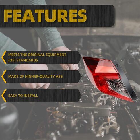 Dasbecan Outer Taillight Right Side Tail Lamp Compatible with Honda Civic Sedan 2016 2017 2018 2019 2020 Replace HO2805110 33500-TBA-A01 Brake Taillight in Saudi Arabia