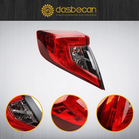 Dasbecan Outer Taillight Right Side Tail Lamp Compatible with Honda Civic Sedan 2016 2017 2018 2019 2020 Replace HO2805110 33500-TBA-A01 Brake Taillight in Saudi Arabia