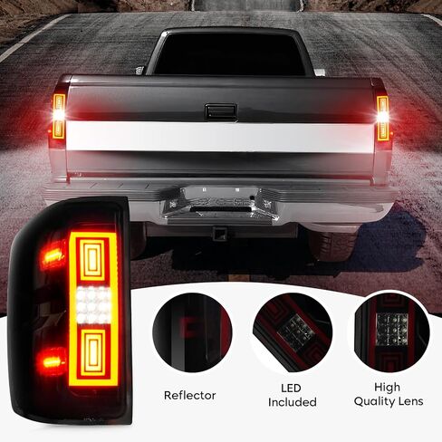 LED Tail Lights Assembly Fit for 2014-2018 Chevy Silverado 1500 2500 HD 3500 HD, 2015-2018 GMC Sierra 3500 HD with Dual Wheel Pickup (Not Fit Factory LED Version), Chrome Housing Smoke Lens in Kuwait
