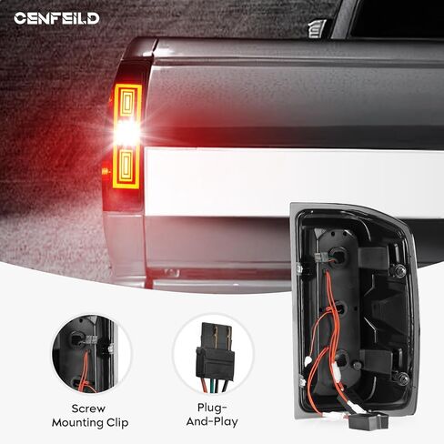LED Tail Lights Assembly Fit for 2014-2018 Chevy Silverado 1500 2500 HD 3500 HD, 2015-2018 GMC Sierra 3500 HD with Dual Wheel Pickup (Not Fit Factory LED Version), Chrome Housing Smoke Lens in Kuwait
