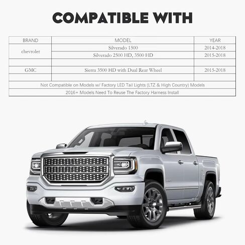LED Tail Lights Assembly Fit for 2014-2018 Chevy Silverado 1500 2500 HD 3500 HD, 2015-2018 GMC Sierra 3500 HD with Dual Wheel Pickup (Not Fit Factory LED Version), Chrome Housing Smoke Lens in Kuwait