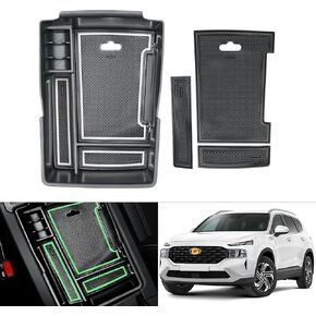 Autorder Center Console Organizer for 2024 2025 Hyundai Santa Fe Accessories Armrest Storage Box Secondary Insert Tray with 2 Color Mats