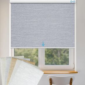 Motorized Roller Shade Fabric Samples (Blackout Blinds, Fabric Samples（Jacquard White,Beige,Coffee,Striped Grey,Linen Beige）)