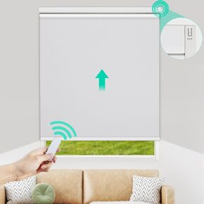 Allesin Motorized Roller Blinds with Remote Control for Windows, Blackout Smart Roller Shade, Battery Powered Electric Smart Blind (White,H72 x W34)