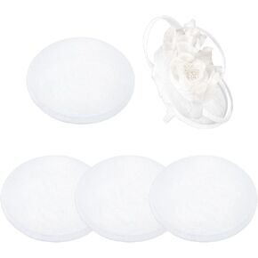 BENECREAT 4pcs White Vintage Round Fascinator Hat Base, 5inch Linen Mesh Millinery Base, Cloth Sinamay Base for Wedding Party Hat Craft Making, 0.78inch Thick