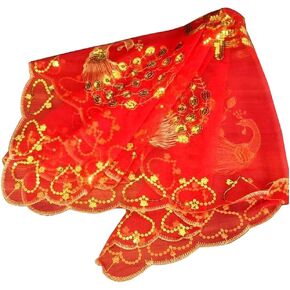 VALICLUD Red Bridal Veil, Classic Red Wedding Bridal Veils Chinese Wedding Veils For Women Wedding Short Bridal Beauty for Modern Brides Wedding Lace Accessory Headpiece for Women