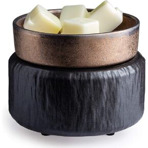 Candle Warmers ETC 2-in-1 Candle and Fragrance Warmer for Warming Scented Candles or Wax Melts and Tarts with to Freshen Room, Primitive Black and Bronze