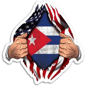 Flag Sticker USA American Chest Cuban Country Decal for Truck, Laptop, Bumper Sticker 5" (Cuba)