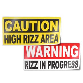 Rizz Vinyl Stickers - 2 Pieces (4" x 2" Each) - Boost Your Vibe with Durable Decals by Flippin Stickers