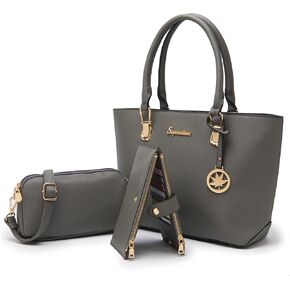 Soperwillton Women Handbags Wallet Tote Bag Shoulder Bag Top Handle Satchel 3pcs Purse Set