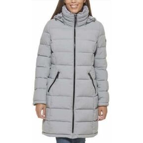 Andrew Marc Womens Fully Lined Long Stretch Jacket | Grey, Small