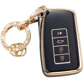 LEERLY Key Fob Cover with Anti-Lost Keychain Compatible with Lexus RX is ES GS LS NX RS GX LX RC LC White