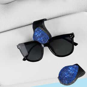 1PCS Crystal Sunglasses Holders for Car Sun Visor,Bling Crystal Magnetic Leather Glasses Eyeglass Hanger Clip for Car,Sunglasses Holder and Ticket Card Clip for Car Visor Accessories(red)