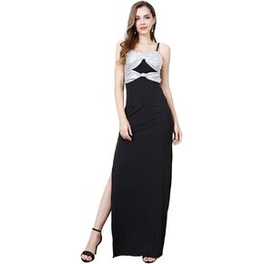 ROYAL SMEELA Evening Gown Evening Party Dress Long Cocktail Dresses for Women Spaghetti Strap Maxi Dress Slit Formal Dress