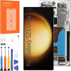 OLED Screen for Samsung Galaxy S23 Ultra Screen Replacement for S23 Ultra LCD Screen SM-S918B Touch Display Digitizer Assembly Repair Parts with Frame(with Fingerprint Function)(Only Fit US Version