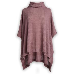 DEMDACO Women's Dusty Rose Sky Blue One Size Polyester Waffle Knit Fashion Poncho Shawl