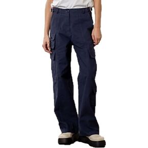 MOON RIVER Women's Navy Waist Adjustable Band W/Buckle Cargo Pants