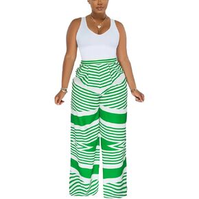 BFFBABY Womens Casual Palazzo Pants High Waist Printed Ruched Loose Flowy Lounge Wide Leg Pants (M-3XL)