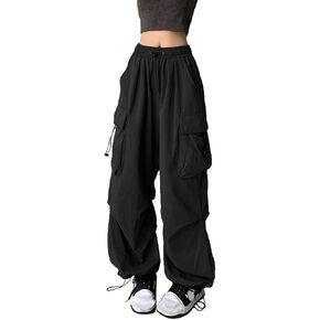 Kisswow Y2k Parachute Pants for Women Drawstring Cargo Pants for Women