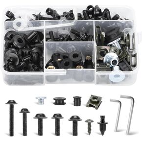 Motorcycle Fairing Bolt Kit, 188pcs 304 Stainless Steel M5 M6 Universal Windscreen Screws Compatible with Yamaha Honda Kawasaki Suzuki GSXR BMW Harley Davidson