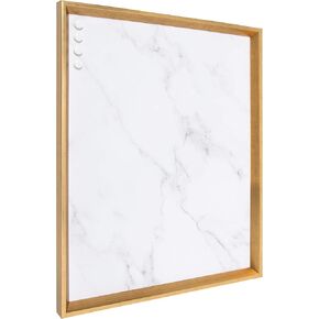 Kate and Laurel Calter Framed Decorative Magnetic Bulletin Board with Classic Glam Cararra Marble Design, 21.5x27.5, Gold