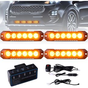 Led Emergency Strobe Lights For Trucks Construction Vehicles Surface Mount Grill Grille Lamp Flashing Warning Lights 6 LED Amber
