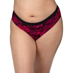 Curvy Couture Women's Sheer Mesh High Cut Brief Panty, Dramatic Roses