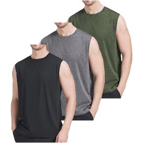 3 Pack Men's Workout Tank Top Dry Workout Sleeveless T-Shirt