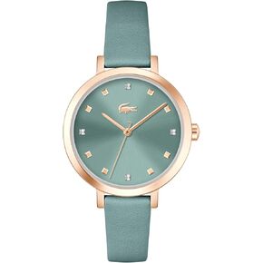 Lacoste Riga Women's 3H Quartz Watch, Leather Wristband, Water Resistant up to 5 ATM/50 Meters, Fashion Statement Timepiece, 34mm