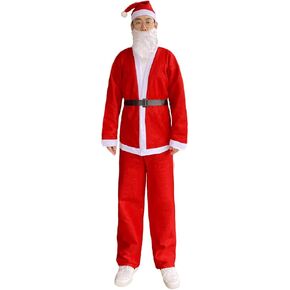 Santa Claus Costume Suit for Adults Men 3xl Professional 9 Pcs Mens Santa Clause Christmas Outfits Adult Deluxe Dress