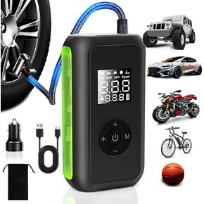 Tire Inflator Portable Air Compressor, 150PSI Tire Inflator for Car Tire, 3X Faster Air Compressor with Pressure Gauge, Air Pump for Car Tires for Car Motorcycle Bike Ball
