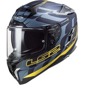 LS2 Helmets Challenger Carbon Flames Helmet (Blue Carbon Blue Red - Large)